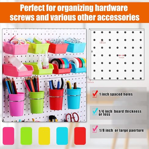 64 Pieces Pegboard Bins Pegboard Cups with Hooks and Loops Peg Hooks Assortment Organizer Accessory for Organizing Accessories Tools Storage Office Workshop Garage Workbench (Black) in Kuwait