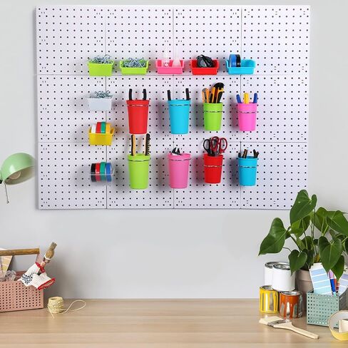 64 Pieces Pegboard Bins Pegboard Cups with Hooks and Loops Peg Hooks Assortment Organizer Accessory for Organizing Accessories Tools Storage Office Workshop Garage Workbench (Black) in Kuwait