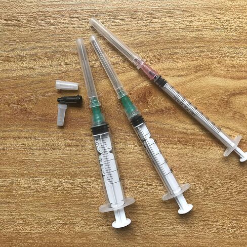 12 Pack - 1ml, 3ml, 5ml, 10ml Syringes each 3pcs with 14Ga, 16Ga, 18Ga and 20Ga Blunt Tip Needles and Storage Caps(Luer Lock) in Kuwait