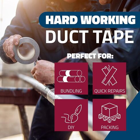 Reli. Duct Tape, Grey | 1.88" x 180 Yards Total (6 Rolls, 30 Yds Each) |Heavy Duty Duct Tape - Waterproof, Tear by Hand |Silver Duct Tape for Repairs, Construction, Bundles, Piping, Box Sealing (Grey) in Saudi Arabia