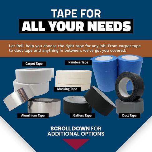 Reli. Duct Tape, Grey | 1.88" x 180 Yards Total (6 Rolls, 30 Yds Each) |Heavy Duty Duct Tape - Waterproof, Tear by Hand |Silver Duct Tape for Repairs, Construction, Bundles, Piping, Box Sealing (Grey) in Saudi Arabia
