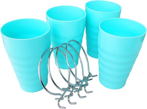 سلال بيغبورد مع حلقات مجموعة مكونة من 4 قطع - أكواب إكسسوارات مريحة 1/8 و1/4 من بيغبورد - ملحقات لوح ربط لللوازم الفنية والحرفية - مجموعة سلال منظمة متينة للتخزين in Kuwait