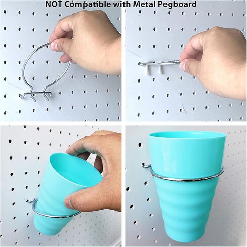 سلال بيغبورد مع حلقات مجموعة مكونة من 4 قطع - أكواب إكسسوارات مريحة 1/8 و1/4 من بيغبورد - ملحقات لوح ربط لللوازم الفنية والحرفية - مجموعة سلال منظمة متينة للتخزين in Kuwait