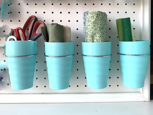 سلال بيغبورد مع حلقات مجموعة مكونة من 4 قطع - أكواب إكسسوارات مريحة 1/8 و1/4 من بيغبورد - ملحقات لوح ربط لللوازم الفنية والحرفية - مجموعة سلال منظمة متينة للتخزين in Kuwait