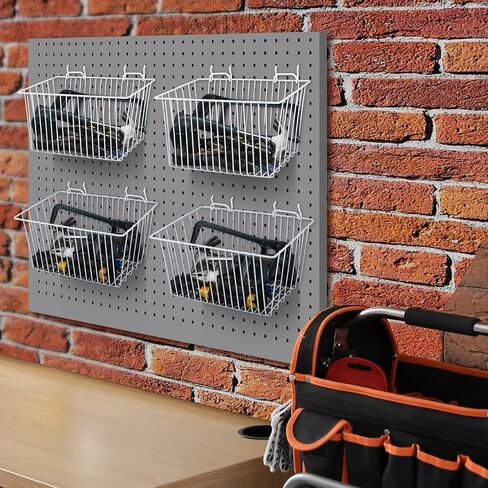 4 عبوات من سلال Pegboard من Sieral، مجموعة متنوعة من خطافات Pegboard لتخزين الأدوات المختلفة، نظام تخزين أجزاء Pegboard منضدة أرفف أسلاك معدنية لتنظيم ملحقات الأجهزة in Kuwait