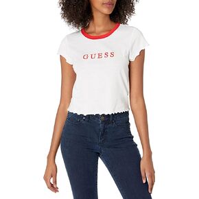 GUESS Women's Short Sleeve Lettuce Edge Baby Tee in Kuwait