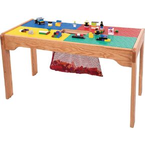 FUN BUILDER Table-Compatible with Lego® Brand Blocks with Built in Mesh Net 32"x16" Made in USA! Solid Wood Frame and Legs. Built to Last! Ages 5 and Older! in Saudi Arabia