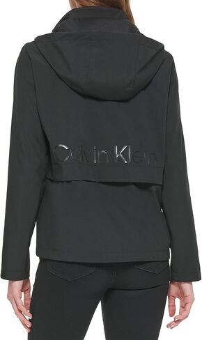 Calvin Klein Women's Lightweight Cropped Hooded Snap Pockets Puffer, Black, X-Large in Saudi Arabia