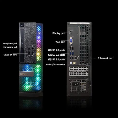 PC Treasure Box RGB Dell Desktop Computer Intel Quad Core I5 up to 3.6G, 16G, 512G SSD, WiFi & Bluetooth, RGB Gaming PC Keyboard & Mouse, DVD, Windows 10 Pro (Renewed) (Diamond Black) in Saudi Arabia