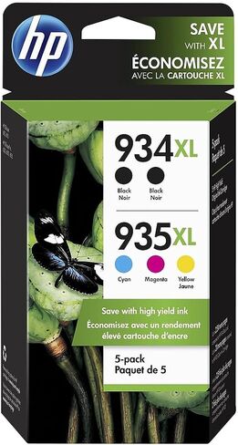 HP 935XL / 934XL (6ZA02AN) Ink Cartridges (Cyan Magenta Yellow Black) 5-Pack in Retail Packaging in Saudi Arabia