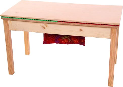 FUN BUILDER Table-Compatible with Lego® Brand Blocks with Built in Mesh Net 32"x16" Made in USA! Solid Wood Frame and Legs. Built to Last! Ages 5 and Older! in Saudi Arabia