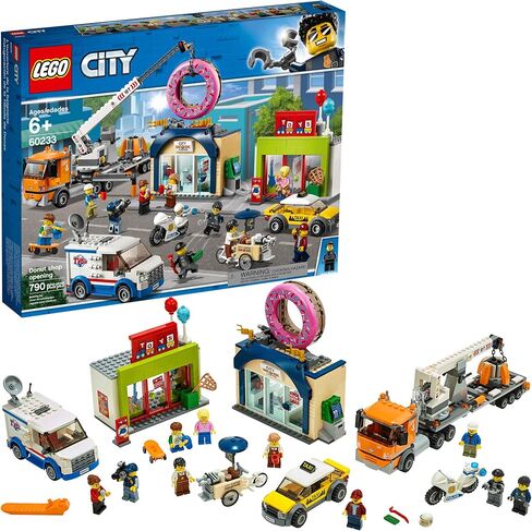 LEGO City Donut Shop Opening 60233 Store Opening Build and Play with Toy Taxi, Van and Truck with Crane, Easy Build with Minifigures for Boys and Girls (790 Pieces) in Saudi Arabia