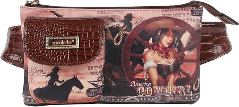 Nicole Lee Western Print Fanny Pack, Cowgirl Flag Silver, One Size in Saudi Arabia