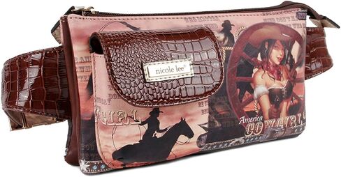 Nicole Lee Western Print Fanny Pack, Cowgirl Flag Silver, One Size in Saudi Arabia