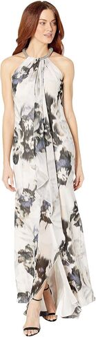 Calvin Klein Women's Halter Neck Gown with Draped Front & Beading in Saudi Arabia