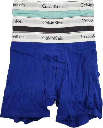 Calvin Klein Men's Modern Cotton Stretch 3 Pack Boxer Brief - NB2381 (Byron Bay/Phantom/Sailor Jim in Saudi Arabia