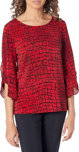 Calvin Klein Women's Printed Chiffon Sleeve Blouse in Saudi Arabia
