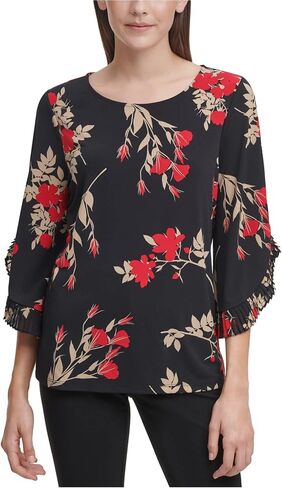 Calvin Klein Women's Printed Chiffon Sleeve Blouse in Saudi Arabia