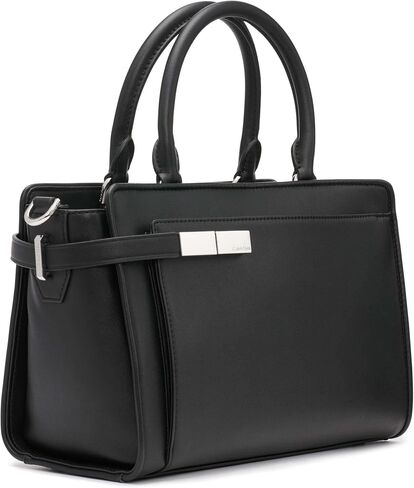 Calvin Klein Jade Tailored Satchel, Black/Silver in Saudi Arabia