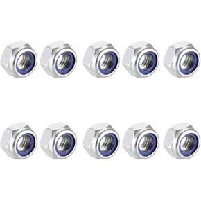 M6 x 1mm Nylon Insert Hex Lock Nuts, Stainless Steel Lock Nut Assortment Kit for Hardware Accessories Stainless Steel Finish Hex 100PCS