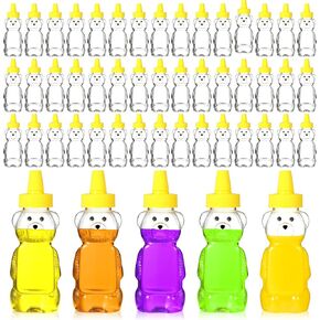 Roshtia 50 Pcs 5 oz Honey Bear Bottles Plastic Empty Clear Squeeze Honey Container Cups Bear Reusable Juice Bottle Bulk with Leak Proof Spout Lids for Storing Dispensing Baby Shower Gifts in Kuwait