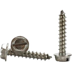 #10 X 1-1/2 Stainless Steel Hex Washer Head w/Slot Sheetmetal Screw (1/2" to 1-1/2" in Listing) 100 pcs Sheet Metal Screws (#10x1-1/2 Inch)