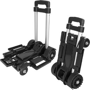 Folding Luggage Cart with Expandable Chassis, 4 Wheels Aluminum Folding Hand Truck,Collapsible Heavy Duty Travel Dolly Cart,120lbs in Saudi Arabia