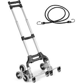 Goplus Stair Climbing Cart, Portable Folding Aluminium Hand Truck Trolley Cart w/Bungee Cord, 6 Wheels, 180 lbs Capacity, Telescoping Handle, All Terrain Stair Climber Dolly for Luggage, Heavy Duty in Saudi Arabia