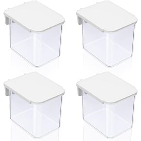 Yulejo 4 Pack Pegboard Containers with Lid White Clear Pegboard Bins with Hooks Pegboard Accessories Plastic Pegboard Bins for Garage Kitchen Craft Room Storage, 3.9 x 3.2 x 3.2 Inch in Saudi Arabia