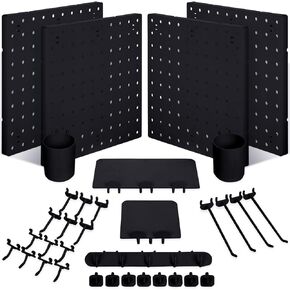 74 قطعة من مجموعات تنظيم Pegboard على الحائط، مجموعات لوحات الحائط Pegboard تتضمن خطاطيف Pegboard وأرفف تخزين وصناديق Pegboard للمطبخ وغرفة المعيشة والحمام والمكتب (أسود) in Kuwait