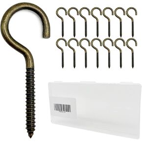 50 Pcs Stainless Steel 1.57 Inches Screw Hooks for Outdoor String Lights, Ceiling Hooks for Hanging Plants, Bronze