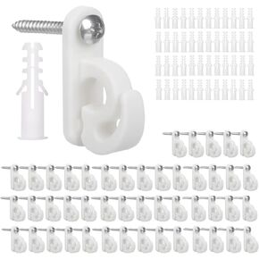 خطافات مشبك بلاستيكية متينة من Herfate Q-Hangers لإضاءة سلسلة الجنية LED، برغي في خطافات للاستخدام الداخلي والخارجي لشجرة عيد الميلاد، والحفلات، والزفاف، والمنزل والحديقة (24، أبيض)
