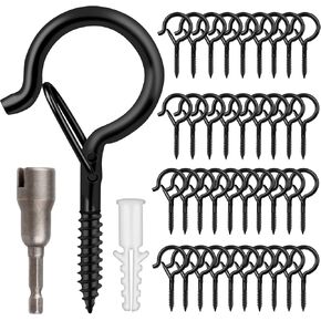 100 قطعة من الخطافات الملولبة للأضواء الخارجية، خطافات إضاءة على شكل حرف Q في الهواء الطلق للخارج، سلة معلقة دوارة، خطافات إضاءة للفناء مع مشبك تثبيت آمن في خطاف عين الزارع لسقف الجدار in Kuwait