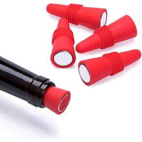 OHMAXHO Wine Stoppers (Set of 5), Silicone Wine Bottle stopper and Beverage Bottle Stoppers, Black
