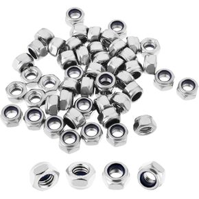 MroMax M5 x 0.8mm Nylon Insert Hex Lock Nuts, 201 Stainless Steel, No Surface Treatment, Pack of 50 in Saudi Arabia