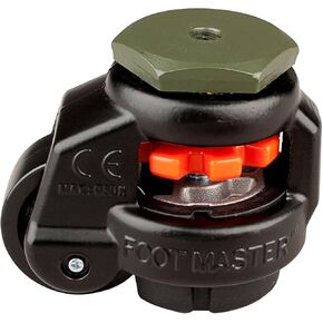 عجلة FOOTMASTER GD-40S-BLK-3/8 من النايلون وعجلة تسوية وسادة NBR، بوزن 110 رطل، مثبتة على الجذع بقطر فتحة تثبيت 0.375 بوصة، لمسة نهائية سوداء in Kuwait