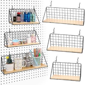Pegboard Shelf Set, Pegboard Shelves with Steel Pegboard Brackets and Hooks Pegboard Shelf Tool Organizer Storage Tray Garage Basket Storage Display Shelf Pegboard Accessories for Home Garage Nursery in Kuwait
