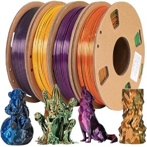 Glow PLA Filament 1.75 mm, Colorful Glow in The Dark Filament with Multicolor, Green, Rose-red, Purple 3D Printer Filament Bundle, 250gx4 Pack