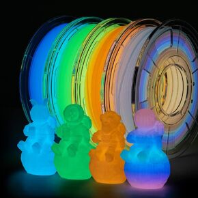 Glow PLA Filament 1.75 mm, Colorful Glow in The Dark Filament with Multicolor, Green, Rose-red, Purple 3D Printer Filament Bundle, 250gx4 Pack