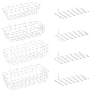 8 Pieces Pegboard Baskets Peg Board Racks Square Style Wire Shelf Baskets Bins Wall Organizer Attachments for Organizing Various Tools Workbench Accessories Garage Storage (Black,S, M, L, XL)