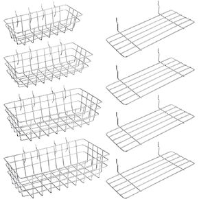 8 Pieces Pegboard Baskets Peg Board Racks Square Style Wire Shelf Baskets Bins Wall Organizer Attachments for Organizing Various Tools Workbench Accessories Garage Storage (Black,S, M, L, XL) in Saudi Arabia