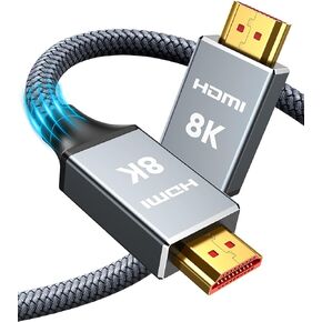 Capshi 2ft 8K 4K@120Hz HDMI Cable 2.1, 48Gbps High Speed Cord | for PS5/4, TV, Gaming Console, Monitor, 8K@60Hz, 2K@240Hz, 144Hz, Support HDR, eARC, DTS:X, HDCP 2.2 & 2.3, Braided in Saudi Arabia
