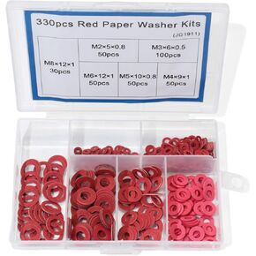 Boeray M2 M3 M4 M5 M6 M8 330 قطعة من الصلب وسادة العزل غسالات الألياف الأحمر الصلب ورقة ميسون طوقا فاصل الفواصل العازلة مجموعة متنوعة in Kuwait