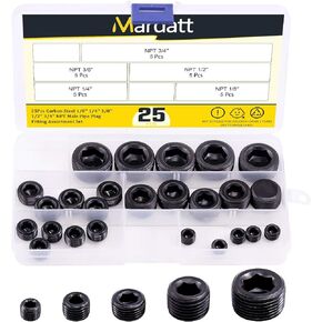 10Pcs 1/4" NPT Plug Pipe Plug Fitting Carbon Steel Male Thread Internal Allen Head Pipe Plug Set in Kuwait