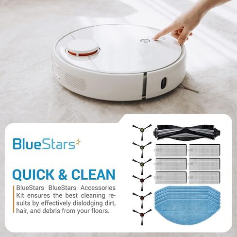 طقم قطع غيار إكسسوارات بديلة فائقة التحمل من BlueStars متوافقة مع المكنسة الكهربائية الروبوتية Ecovacs Deebot OZMO U2 DGN22 U2 Pro in Saudi Arabia