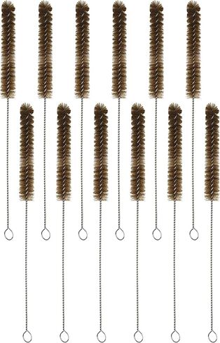 12PK Bristle Cleaning Brushes with Fan-Shaped Ends, 9.25" - Twisted Stainless Steel Wire Handle - Ideal for 0.3" - 0.5" Tubes, Bottles, Cylinders, Flasks, Straws - Eisco Labs in Saudi Arabia
