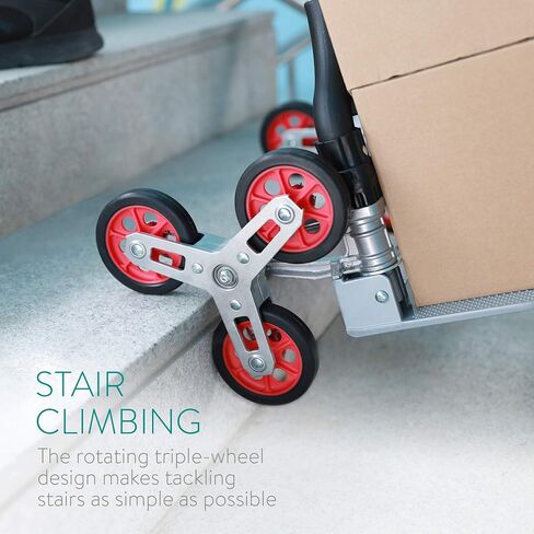 Navaris Stair Climbing Dolly Cart - Lightweight Foldable Aluminum Hand Truck with Climber Wheels for Stairs - 154lbs Capacity - Includes Bungee Cord in Saudi Arabia