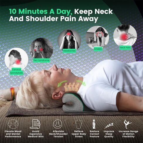 Neck Stretcher for Pain Relief, Cervical Traction Device with Magnetic Therapy Pillowcase, Chiropractic Neck and Shoulder Relaxer for Best Stretch TMJ Headache, Spine Alignment, Muscle Tension in Saudi Arabia