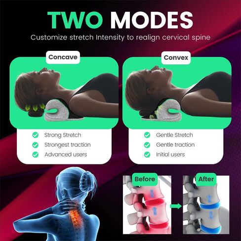 Neck Stretcher for Pain Relief, Cervical Traction Device with Magnetic Therapy Pillowcase, Chiropractic Neck and Shoulder Relaxer for Best Stretch TMJ Headache, Spine Alignment, Muscle Tension in Saudi Arabia