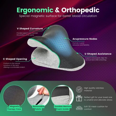 Neck Stretcher for Pain Relief, Cervical Traction Device with Magnetic Therapy Pillowcase, Chiropractic Neck and Shoulder Relaxer for Best Stretch TMJ Headache, Spine Alignment, Muscle Tension in Saudi Arabia